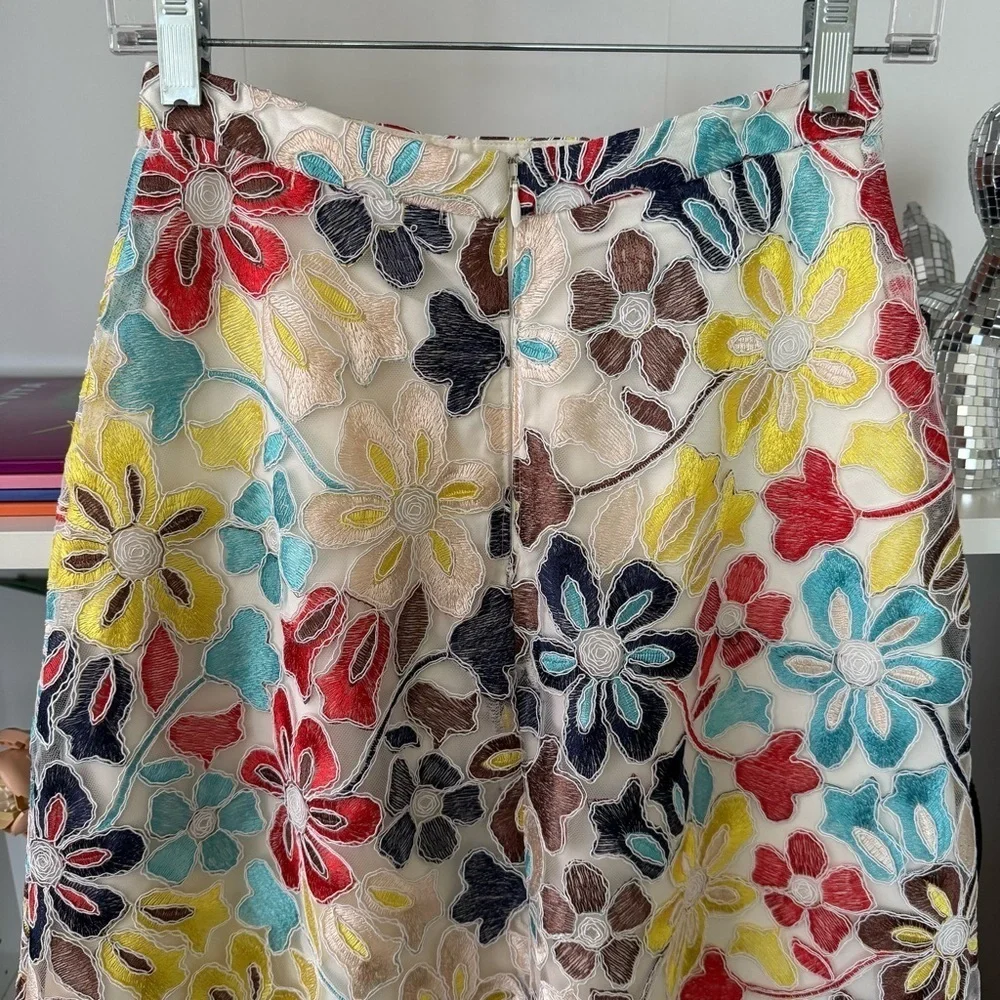 ANTHROPOLOGIE EVA FRANCO Meghan Embroidered Floral Midi Skirt - Picture 7 of 10